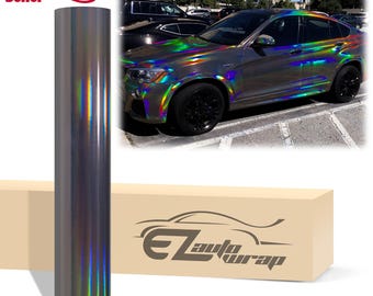 Holographic Black Rainbow Chrome Gloss Vinyl Wrap Sticker Decal Bubble Free Air Release Car Vehicle DIY Film