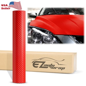 3D Carbon Fiber Red Matte Texture Vinyl Wrap Sticker Decal Bubble Free Air Release Car Vehicle