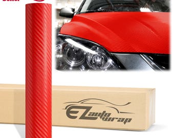 3D Carbon Fiber Red Matte Texture Vinyl Wrap Sticker Decal Bubble Free Air Release Car Vehicle