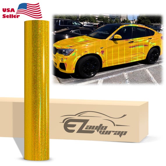Holographic Glitter Gold Rainbow Laser Flip Chrome Gloss Vinyl