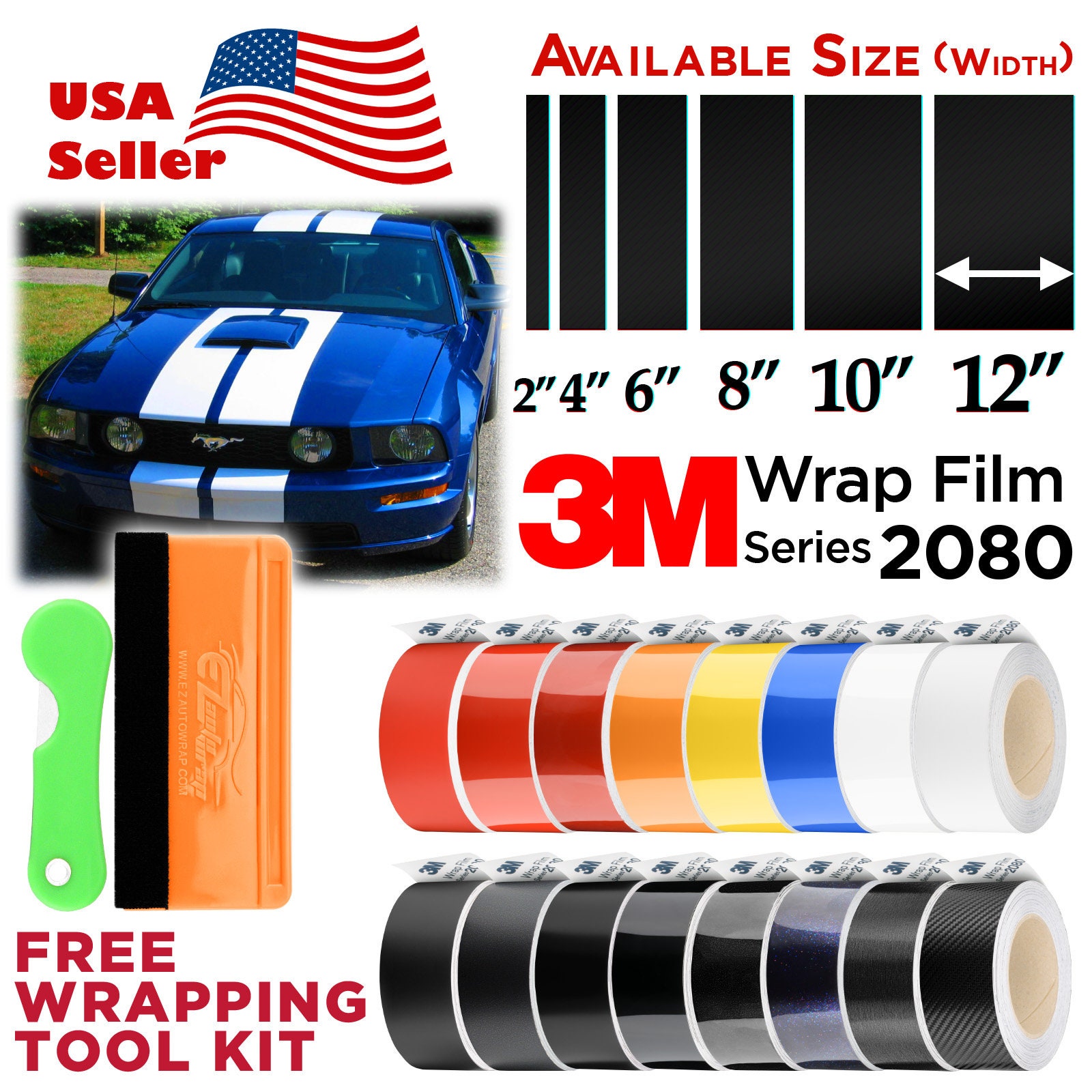 3M 2080 Series Vinyl Wrap Kit for Car Vehicle Rally Racing Stripe