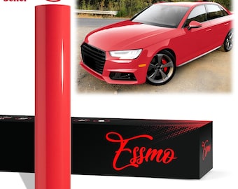 ESSMO PET Liner Super Gloss Strawberry Red Like Paint Vinyl Wrap Sticker Decal Car Vehicle Bubble Free Air Release