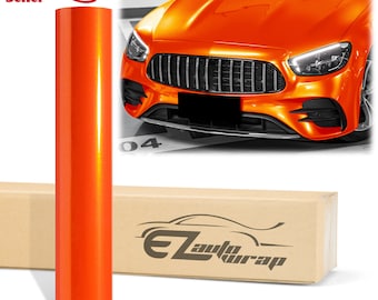 Super Gloss Metallic Orange Vinyl Wrap Sticker Decal Bubble Free Air Release Car Vehicle