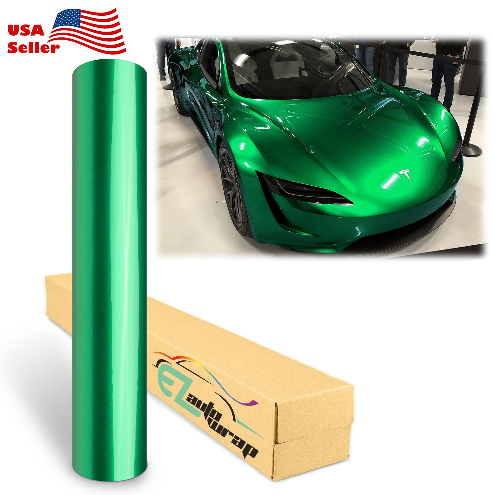 Satin Chrome Metal Green Vinyl Wrap