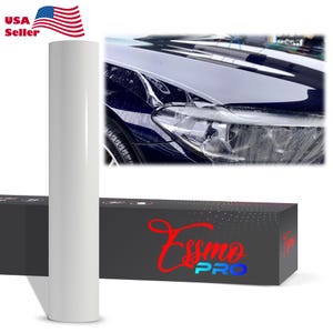 May include: A roll of white, clear, protective film for car paint. The film is shown applied to a blue car, protecting the hood and headlights. The roll is labeled "Essmo PRO".