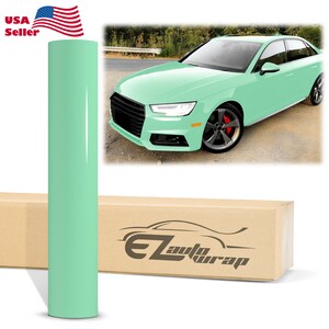 High Gloss Glossy Seafoam Green Vinyl Wrap Sticker Decal Bubble Free Air Release Car Vehicle DIY Film