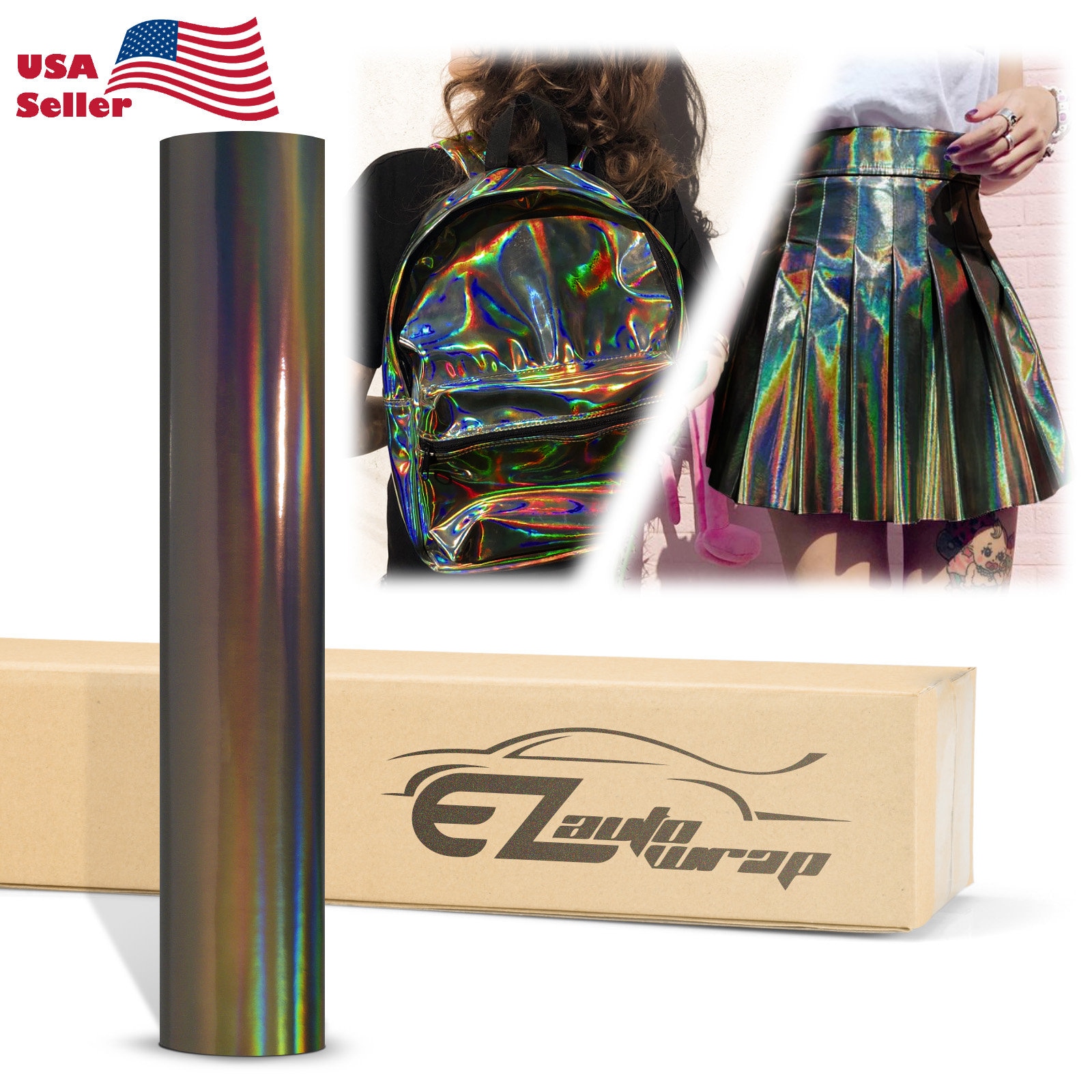 Illusion English Printing Roll Holographic Glossy PU Synthetic