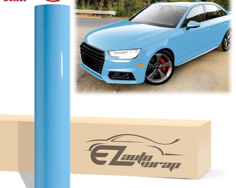 Gloss Glossy Light Blue Vinyl Car Wrap Sticker Decal Bubble Free Air Release