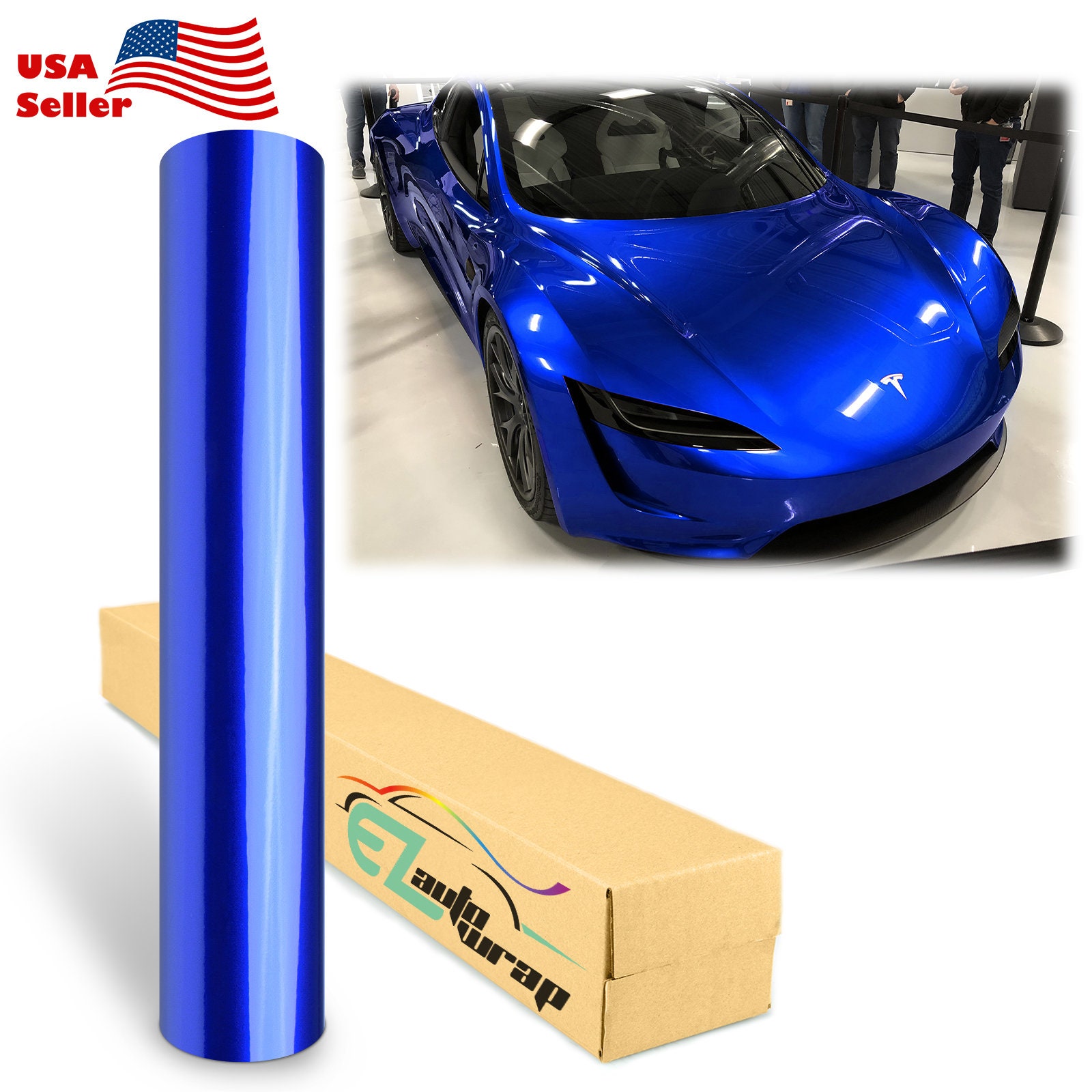 Glossy Metallic Beau Blue Vinyl Wrap