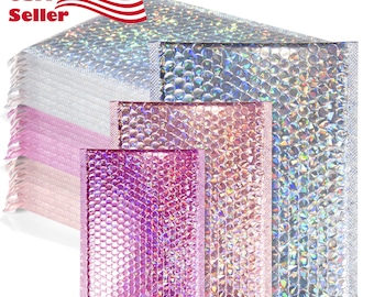 Holographic Rainbow Bubble Mailer Multi Colors 5"x7.5" (13cm x 20cm) Shipping Mailing Padded Bag Envelope Waterproof Tear-Proof