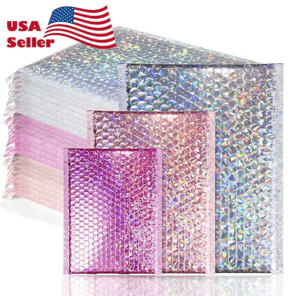 9"x12"  Padded Bags Envelopes Holographic Poly Bubble Mailers Shipping Mailing