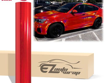 Holographic Red Rainbow Chrome Gloss Vinyl Wrap Sticker Decal Bubble Free Air Release Car Vehicle DIY Film