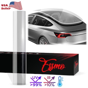 May include: A roll of clear window tint film next to a silver car. The film is in a roll and is partially unrolled. The box has the word "Essmo" in red script. The image also includes the text "USA Seller".