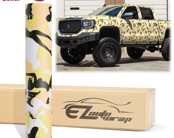 Camouflage Morning Wood Yellow Vinyl Wrap Sticker Decal Bubble Free Air Release Car Vehicle