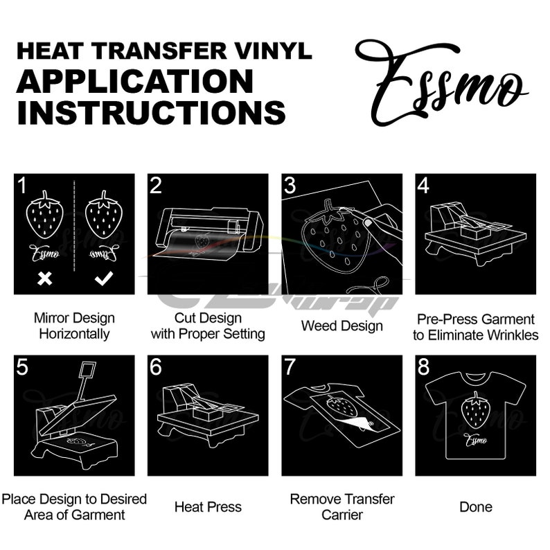 ESSMO\u2122 Matte Solid Heat Transfer Vinyl HTV Easy To Weed Sheet Roll T-Shirt 20 Wide Iron On Heat Press