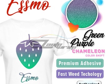 ESSMO™ 10" Wide Heat Transfer Vinyl Chameleon Purple Green Color Shift HTV T-Shirt Iron On Heat Press ADC06