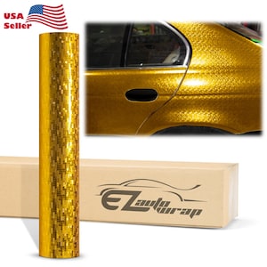 Chrome Mosaic Gold Vinyl Wrap Sticker Decal Bubble Free Air Release Car Vehicle