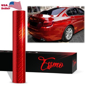 ESSMO PET Liner Squadron Carbon Fiber Gloss Red Like Paint Vinyl Wrap Sticker Decal Car Vehicle Air Release