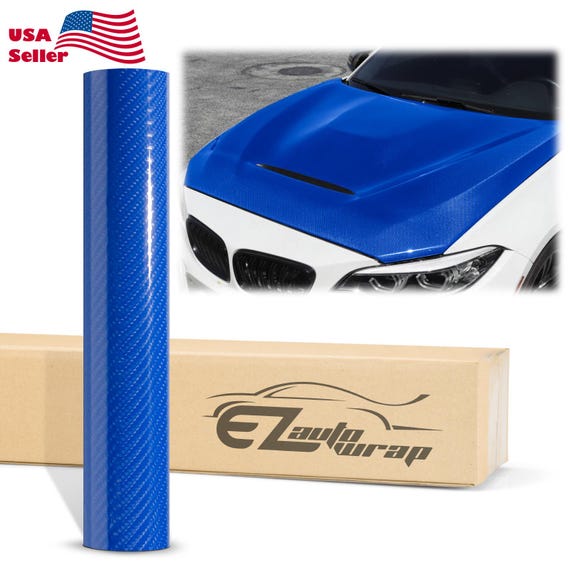 7D Carbon Fiber Intense Blue High Gloss Vinyl Wrap Sticker Decal