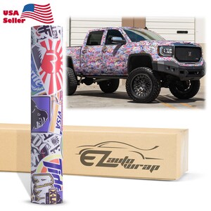 JDM Cartoon Graffiti Graphic StickerBomb #ES Car Vehicle Vinyl Wrap Sticker Decal Bubble Free Air Release DIY Film