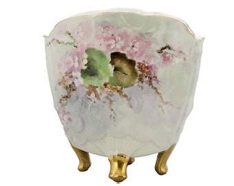 Antique Redon Limoges Porcelain Footed Letter Holder Vase