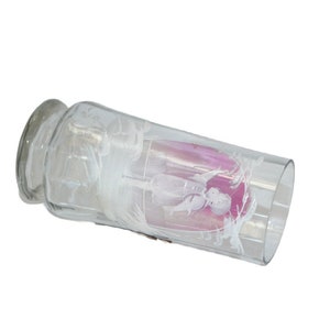 Mary Gregory Clear to Cranberry Antique Hand Painted Enamel Girl Drinking Glass Tumbler Cup