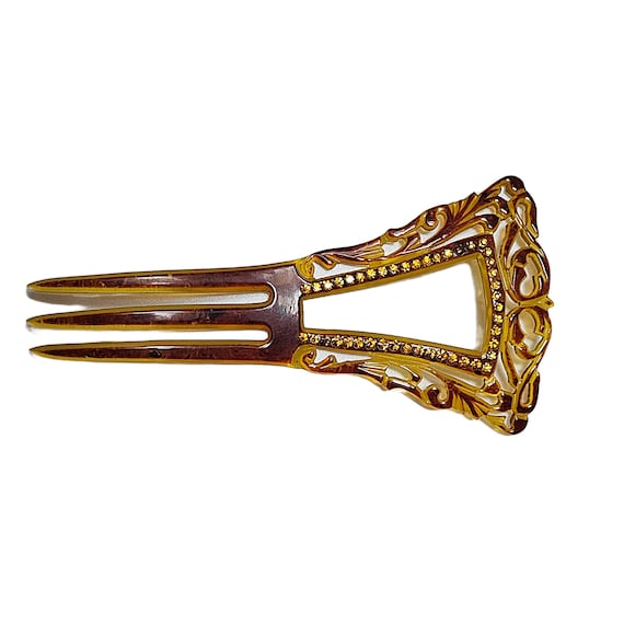Buy Art Deco Spanish Mantilla Celluloid Overlay Hair Comb  display picture 3