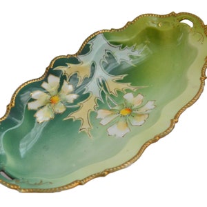 RS Prussia Tray Steeple Mold 8 Surreal Floral Decor Raised Gold Beading