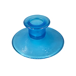 Fenton Celeste Blue Iridescent Stretched Glass Candle Holder MCM