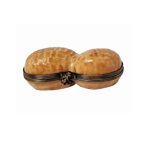 Limoges Trinket Box Hand Painted Peanut with Metal Monkey Clasp