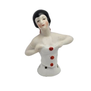 Pierrot Porcelain Half Doll Flapper Girl Art Deco Period Woman Made in Germany