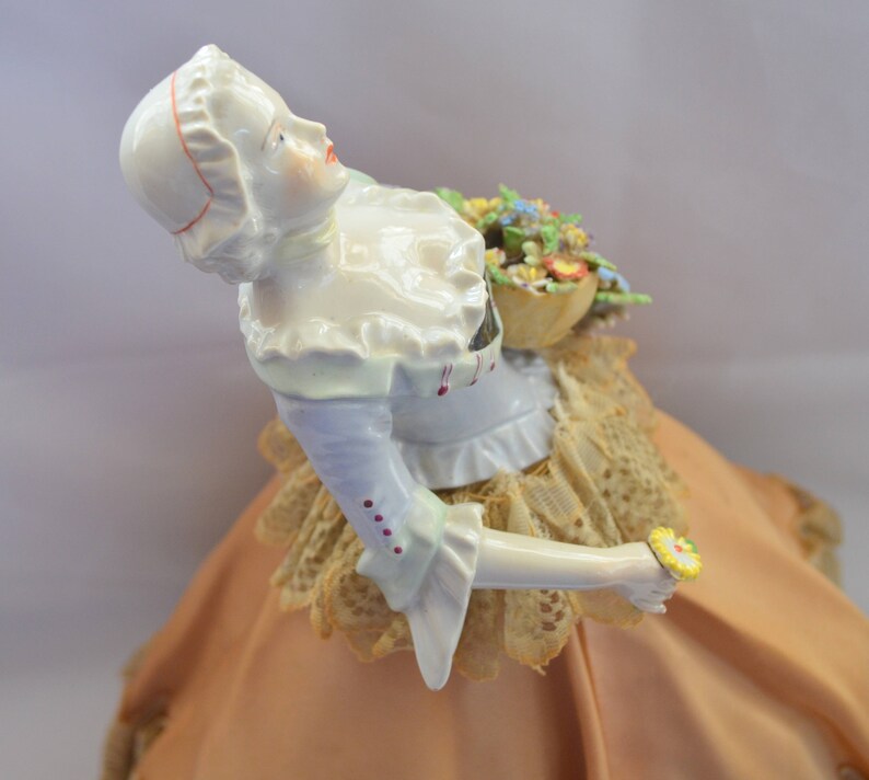 Rare German Porcelain Half Doll Lady Holding Dresden Flower Etsy