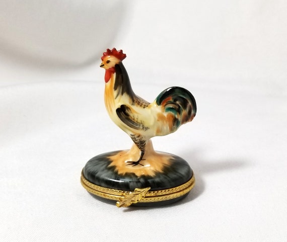 Limoges Rochard Rooster Trinket Box Hand Painted … - image 5