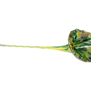 Vintage Hand Blown Studio Art Glass Flower in Confetti Green