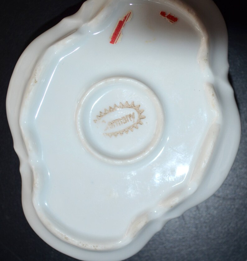 ANTIQUE German Porcelain HAIR Receiver Birds Flowers Johann Seltmann Scenic Decoration Pin Tray Vanity Jar 1900s Art Nouveau Decor