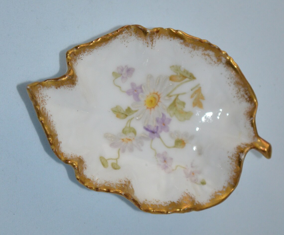 Limoges French Porcelain Leaf Shaped Pin Tray Dish Elite Works Etsy