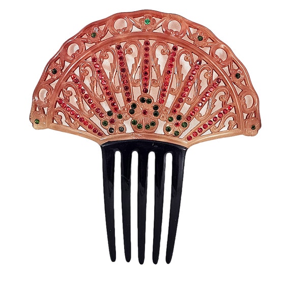 Antique Art Deco Celluloid Carved Hair Comb Fashi… - image 4