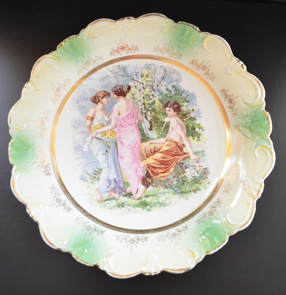 Dresden Porcelain Scenic Plate Allegorical Mythology Image Maidens
