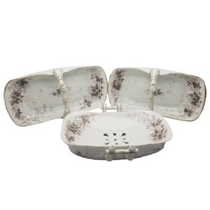 Early Limoges Serving Dish Set French Porcelain A Klingenberg Depose Baskets Trays