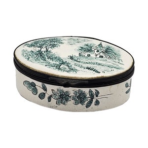 Fransk fajans Sceaux prydnadsdosa handmålad landskap