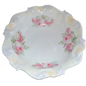German Porcelain Flower Decorated Bowl RoseDecor Johann Seltmann Bavaria JSV Germany
