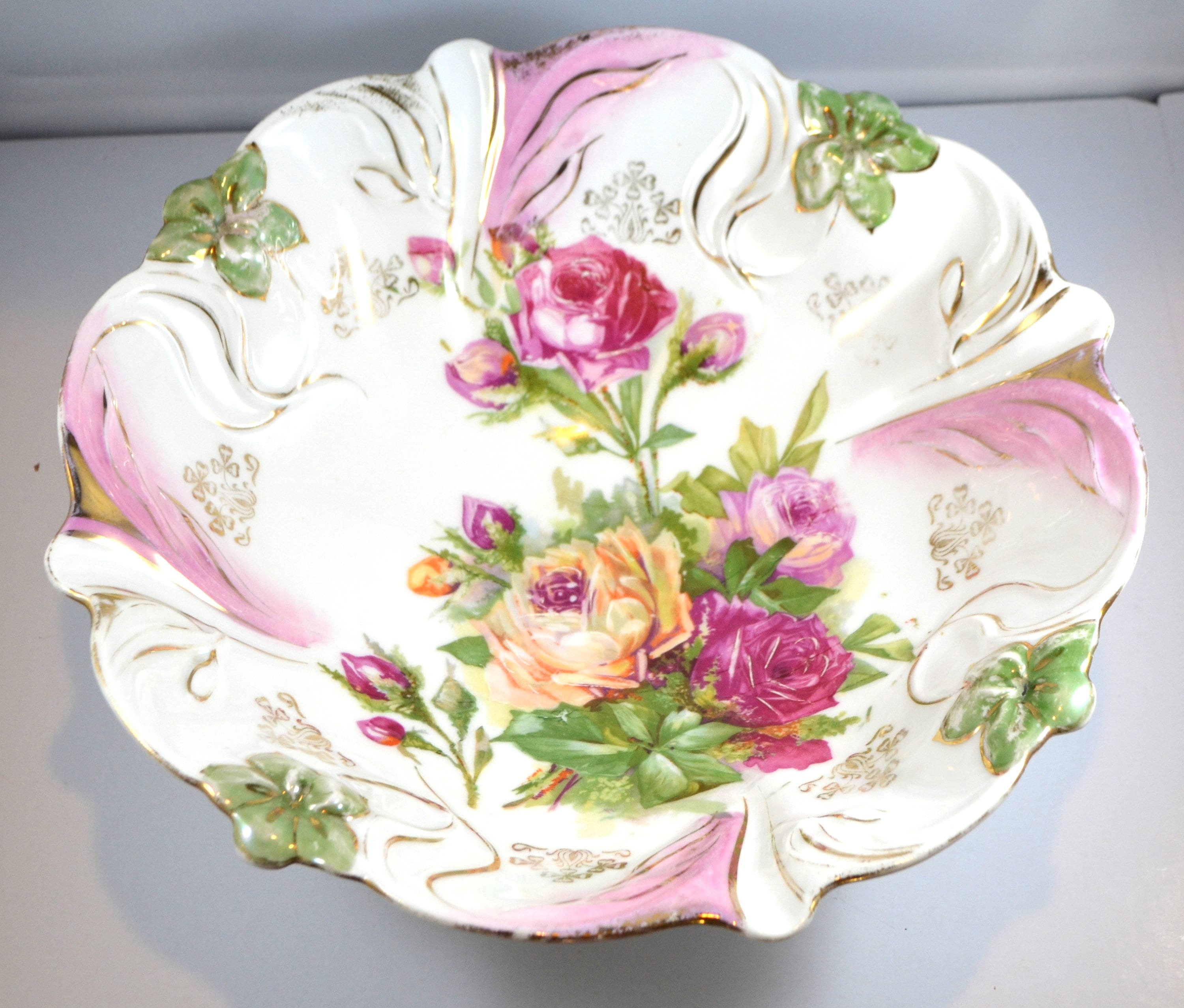 Rose Germany Yellow PS Pink Porcelain & - Bowl Antique Etsy 10 Floral