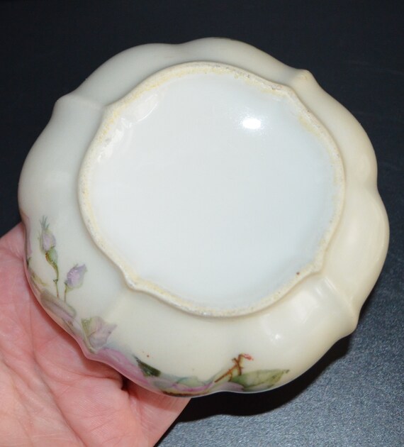 German Porcelain Hair Receiver Pink Floral Decoration… Gem