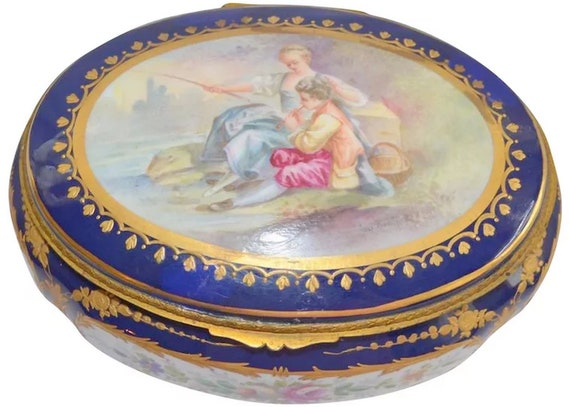 Sevres Ormolu French Porcelain Jewelry Casket Box