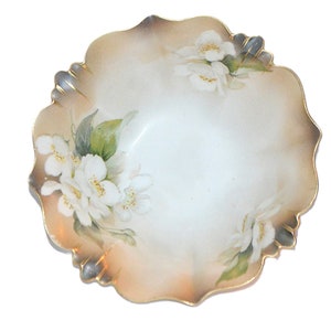 RS Prussia Dogwood Flower Pattern Berry Bowl Satin Finish