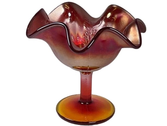Rare Fenton Red Carnival Glass Iridescent Cherry Pattern Pitcher 9