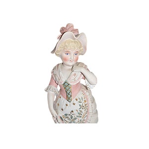 Porcelain Bisque German Statue of Lady in Pink
