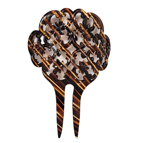 Spanish Mantilla Celluloid Hair Comb Faux Shell Hair  display picture 2