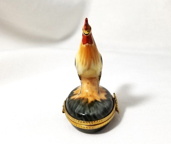 Limoges Rochard Rooster Trinket Box Hand Painted … - image 4