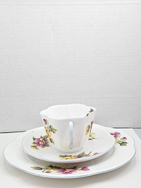 Shelley England Dainty Porcelain Cup Saucer Trio Begonia Pattern
